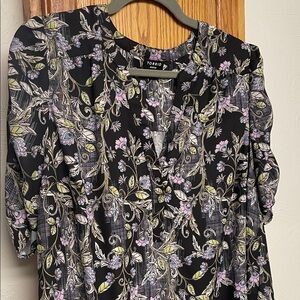 Torrid Black and Purple Floral Blouse